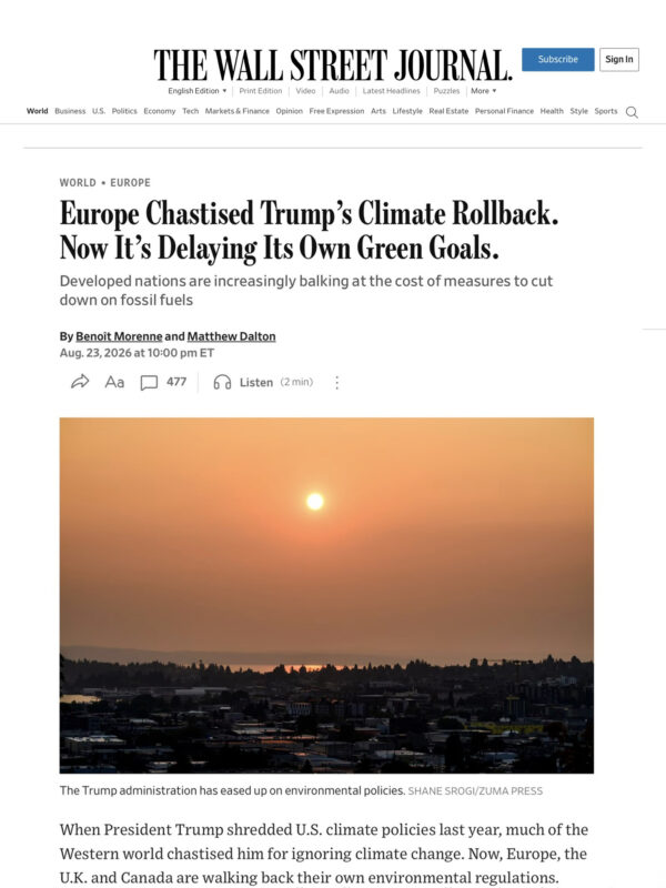 WSJ - Europe delays its own green goals